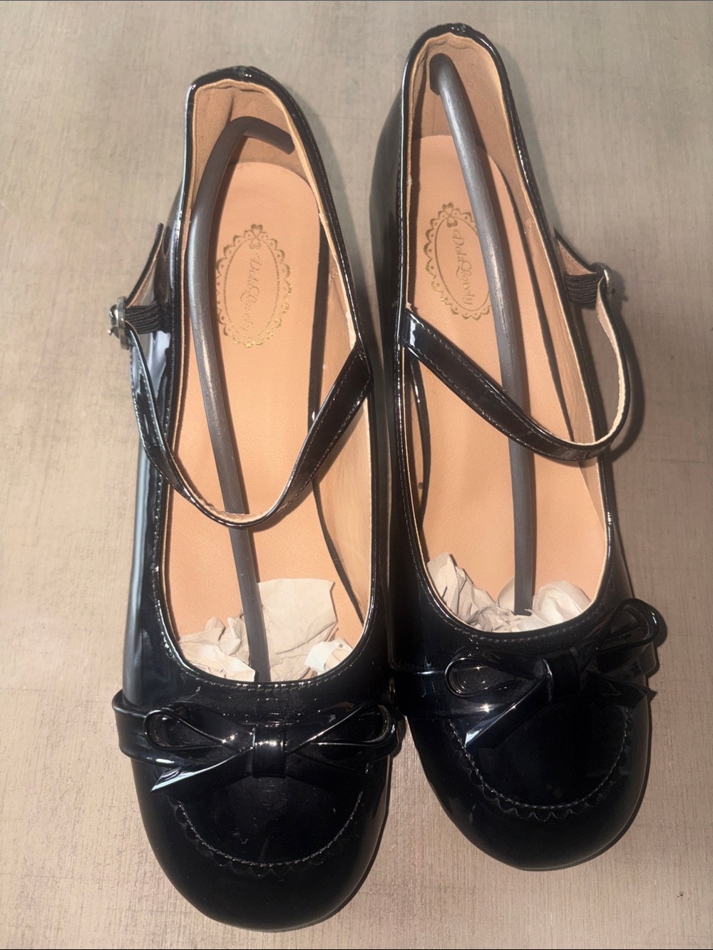 New! Never Used! Black Patent Mary Jane Loafers with Bow Accent